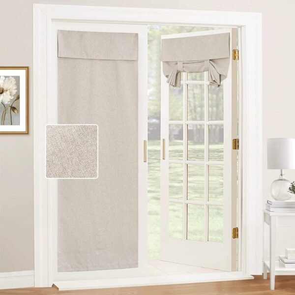 Pom Pom Trim Blackout Sliding Door Panel, Extra Wide Thermal Insulated Door Cover, 100 x 84 Inch, 1 Panel