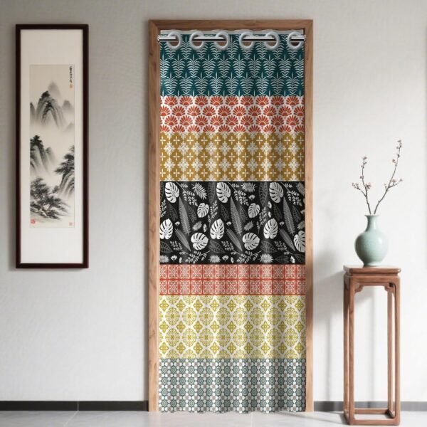 Bohemian Floral Door Panel, Tropical Plant Doorway Divider for Home and Restaurant Decor, 78 x 39 Inch
