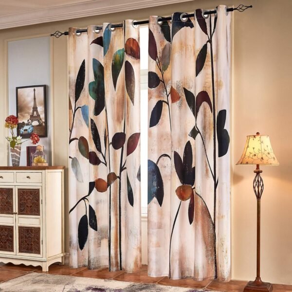 Light Filtering Floral Door Panels, Semi Blackout Farmhouse Door Covers for Living Spaces, 52 x 84 Inch